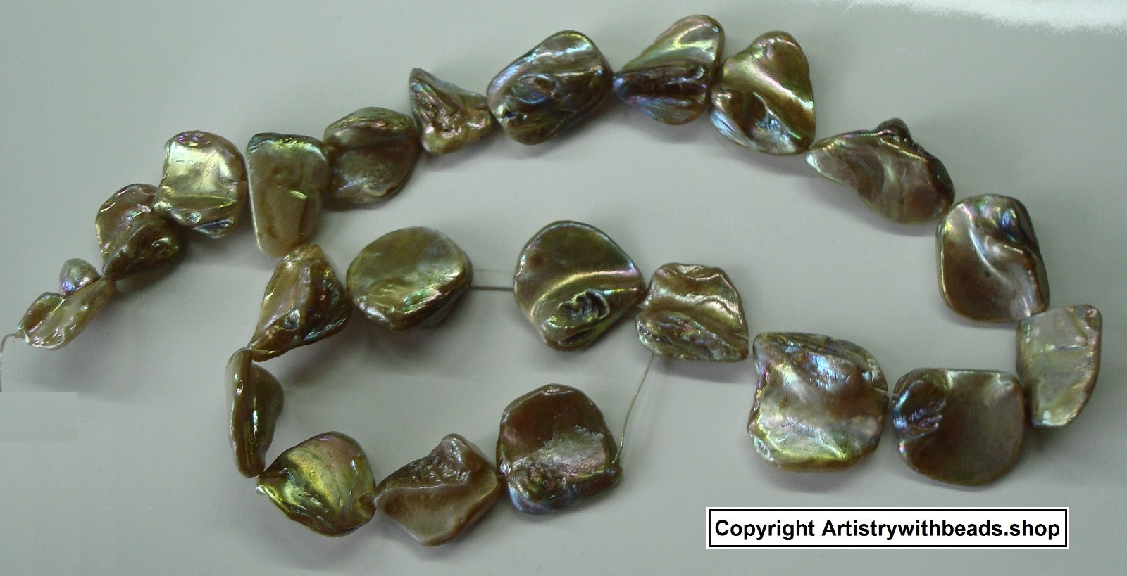 Ivory irridescent coated baroque Mabe mother of pearl shell nugget beads BS011