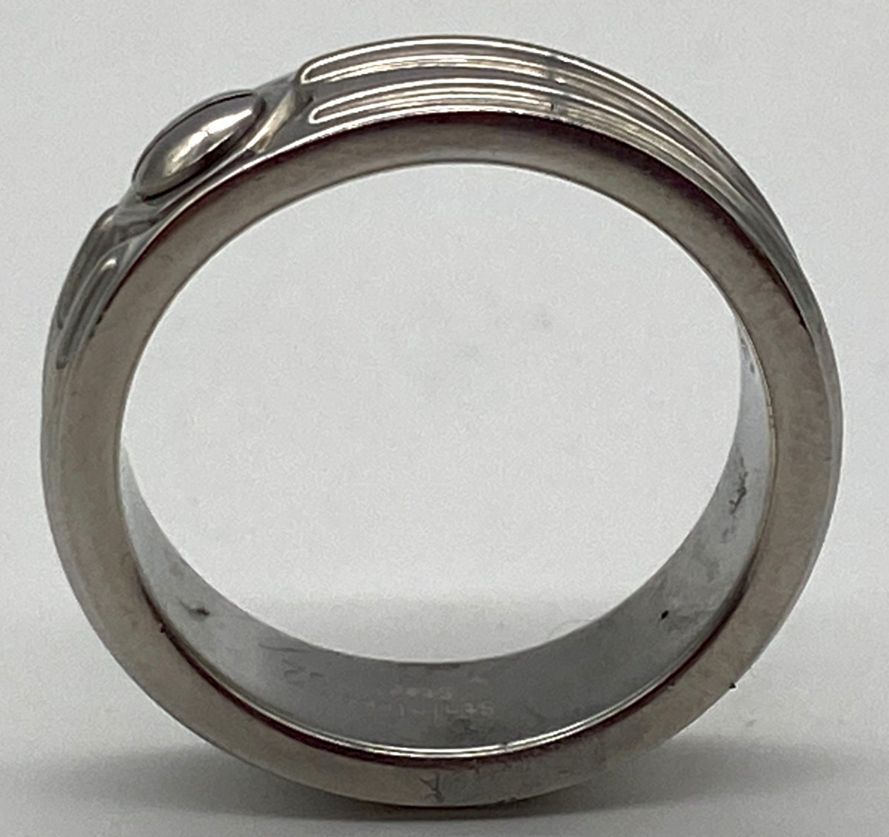 Charriol Stainless Steel Men’s Ring Size 62 Hex Bolt Design Silver Band – US9.5
