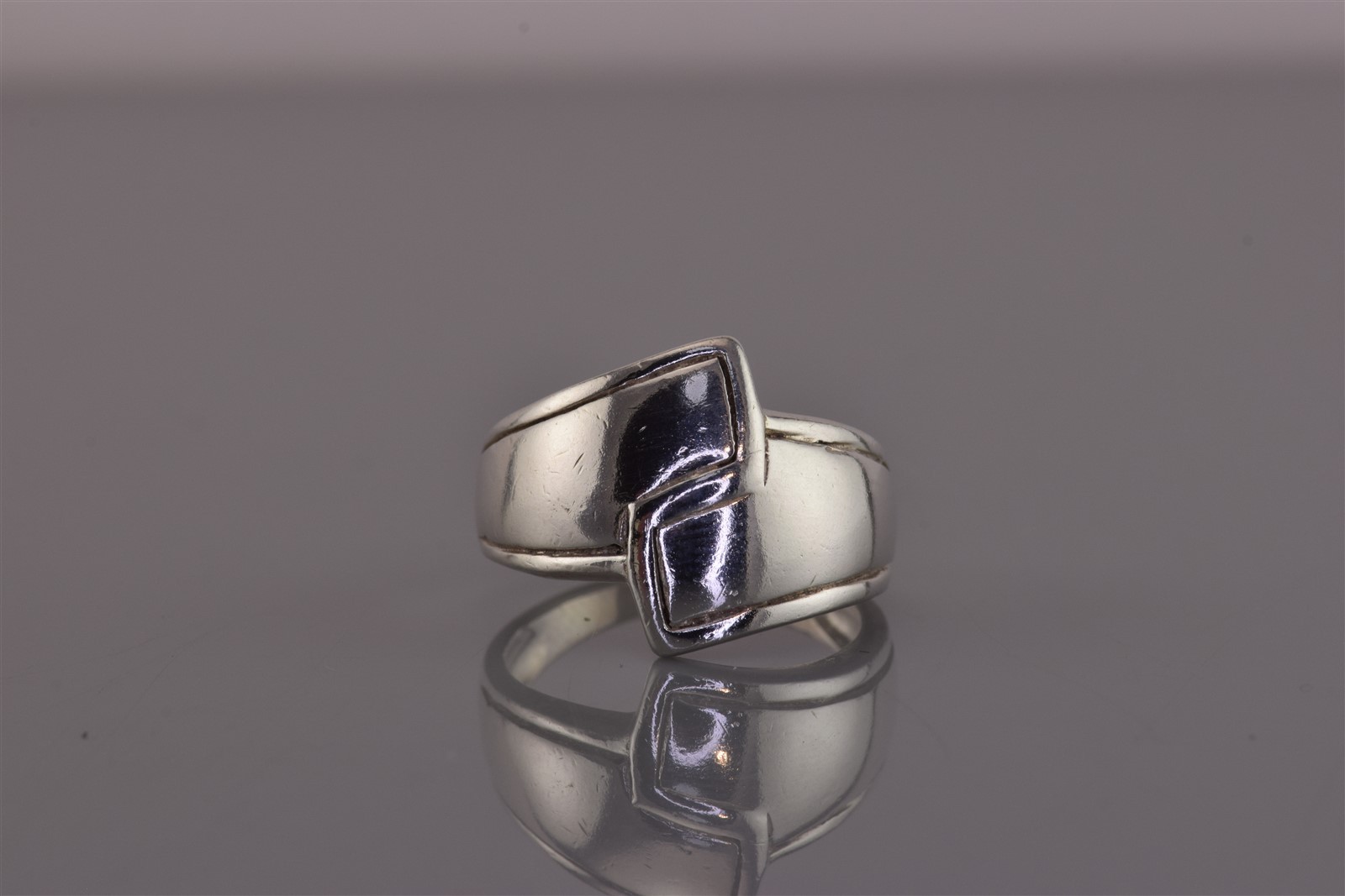 Sterling Silver Bordered Tapered Paddle Wrap Band Ring 925 Sz: 7