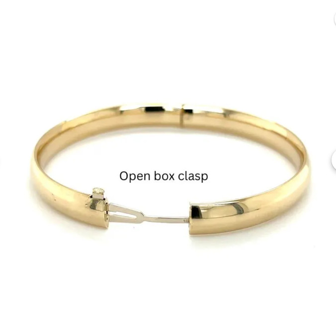 14k Yellow Gold Shiny Dome Hinged Bangle/Bracelet 6mm, 4/16″ 7 Grams, 7 Inch