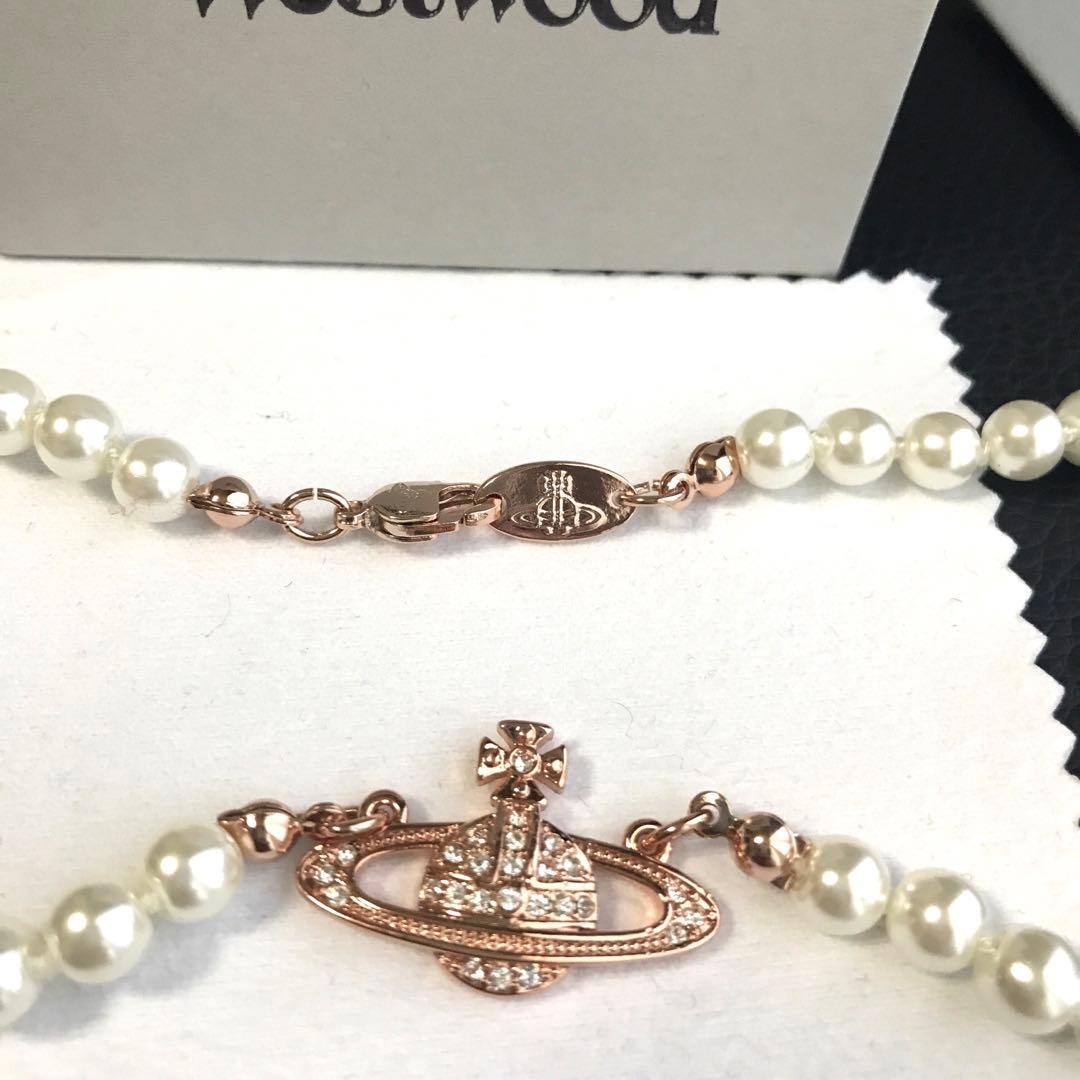 Vivienne Westwood Pearl Choker Necklace Pink Gold IN BOX [V1106