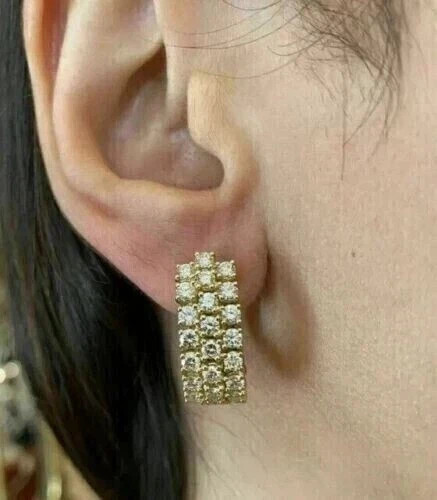 Women’s Huggie Hoop Earrings Round Cut Simulated Diamond 925 Starling Silver