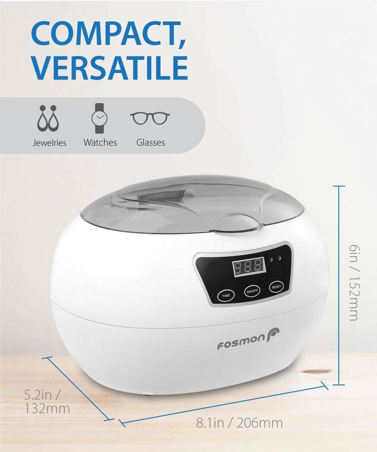 Stainless Steel Ultrasonic Cleaner Jewelry Watch Glasses Coin Cleaning Machine
