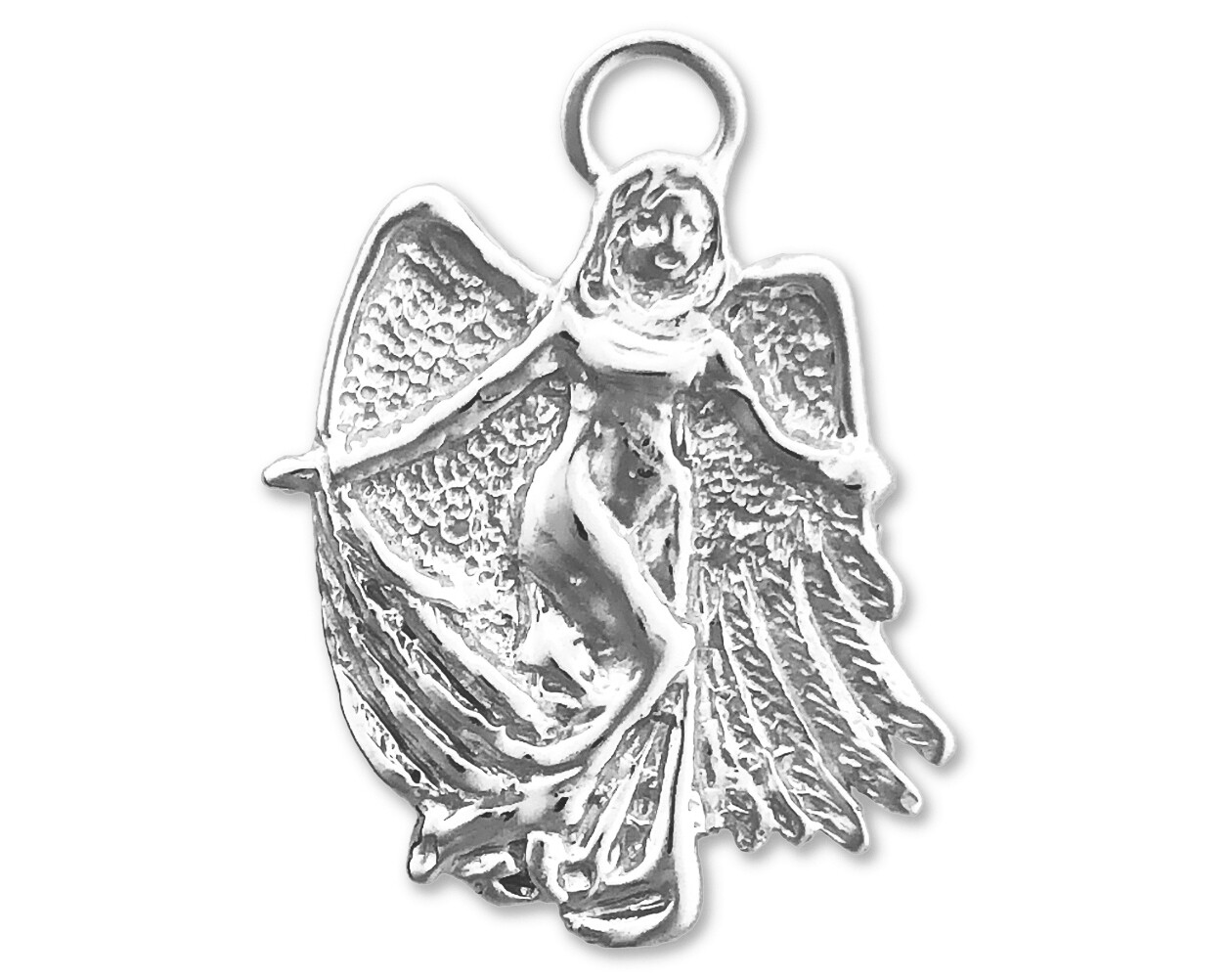Rhodium Plated 925 Sterling Silver Guardian Angel Pendant