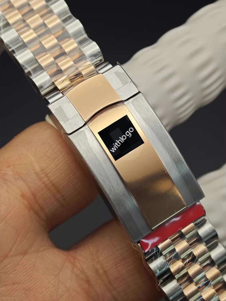 For R0 -1ex 126334 126300 21mm Silver Rose Gold Stainless Steel Bracelet
