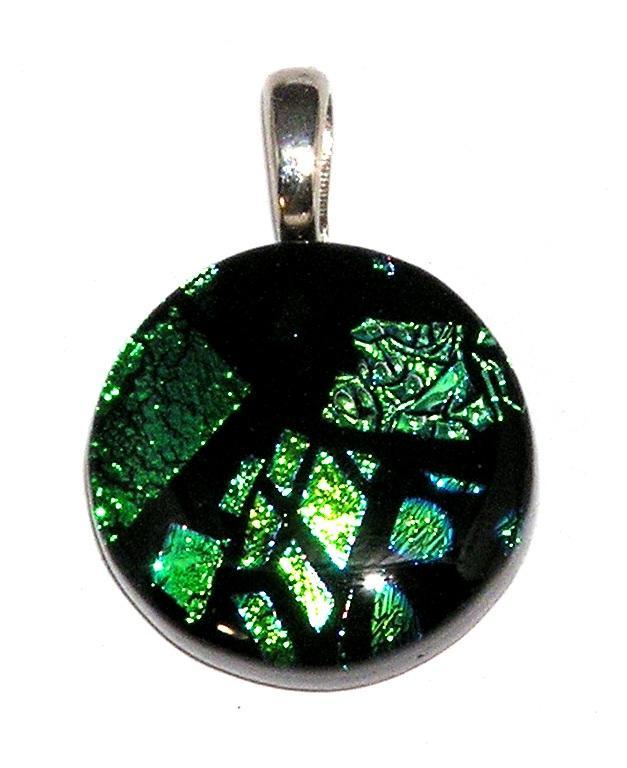PENDANT/NECKLACE P112 Stunning Dichroic Fused Glass Colorful GEOMETRIC DESIGN
