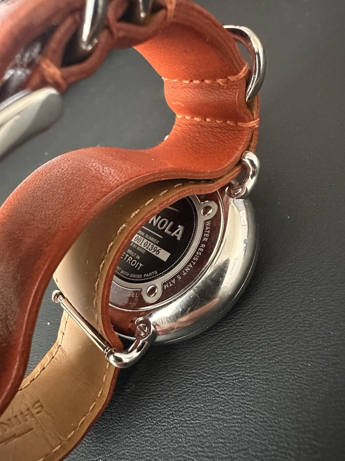 Shinola Runwell Argonite 1069 47mm Men’s Watch Cream Dial Orange Leather Detroit