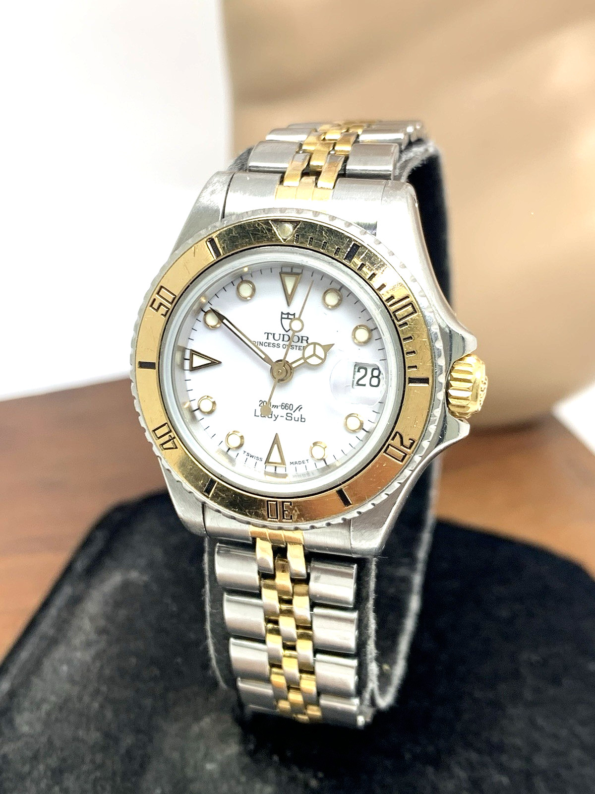 Tudor Women’s Watch Vintage Swiss Automatic White Dial Two Tone Gold Steel 27mm