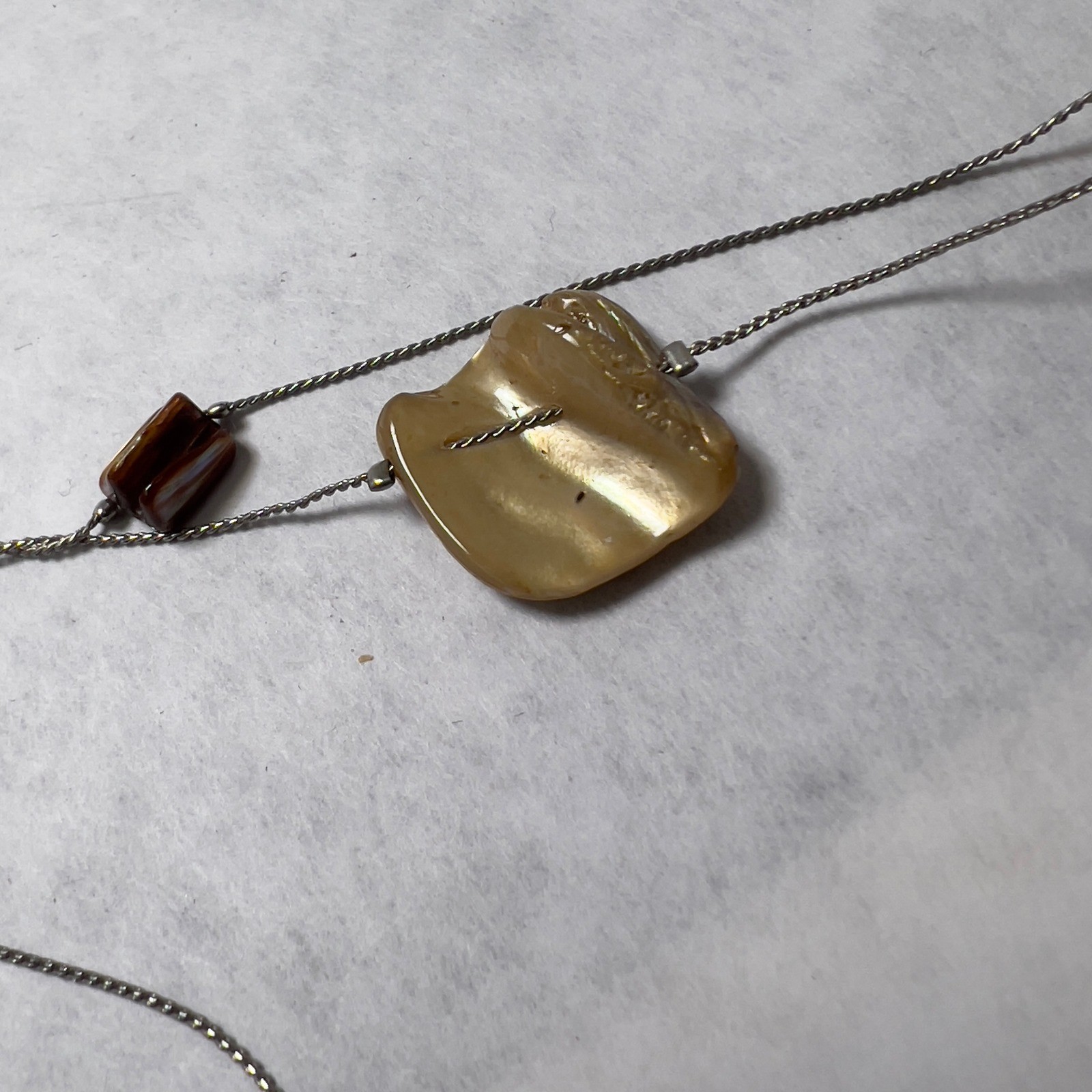 Elegant Mixed Media Beaded Necklace Silver Tone Long Layering Statement
