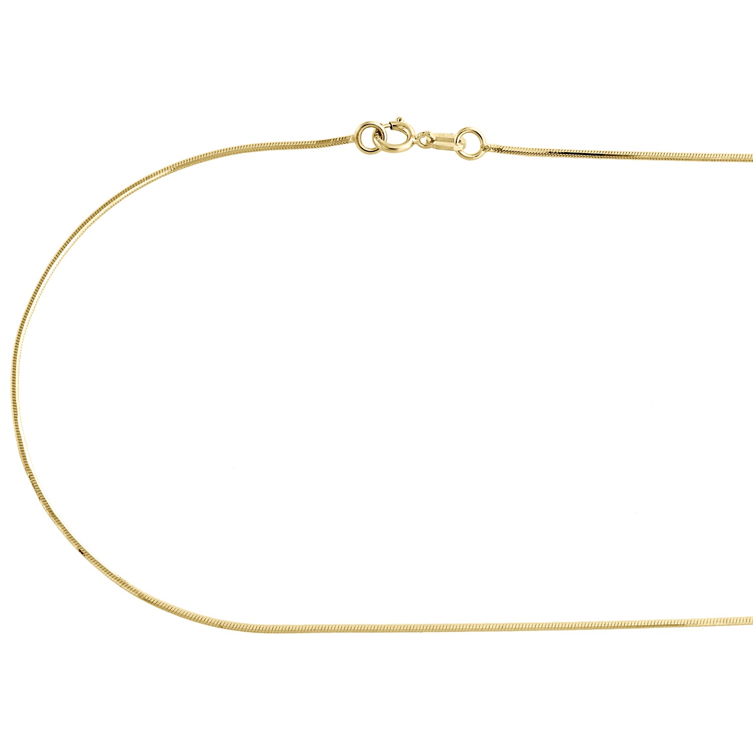 10K Yellow Gold 0.65mm Solid Diamond Cut Round Snake Chain Necklace 16″ – 24″