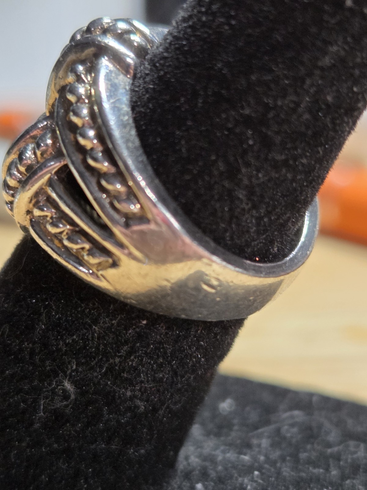 Size 3.75-4 925 China Sterling Silver Basketweave Openwork Ring 7.71g