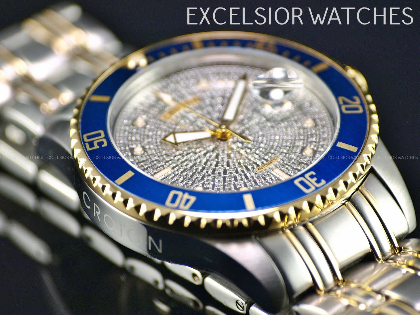 Croton CN301142 Men Limited Ed 1.2Ct Genuine Pave Diamond Dial Auto TT Watch