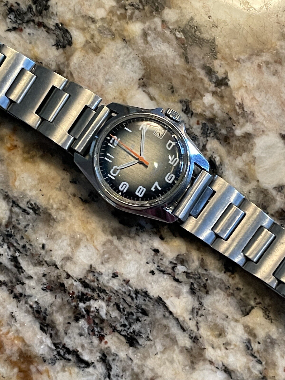 Yema Rare Dial Manual Winding Vintage Stainless Sport Junior Watch Sunburst Blue