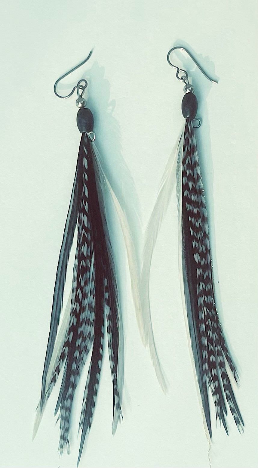 Feather Earrings 5-6 inch Black and White mix