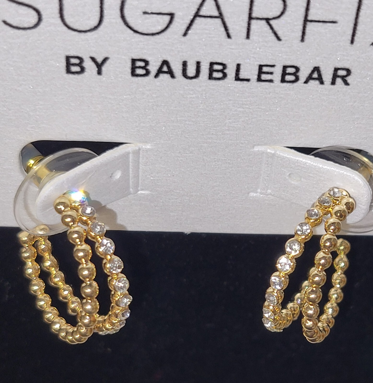 Sugar Fix By Baublebar Loop Gem Earrings Post Back Nickel Free Gold Tone NEW