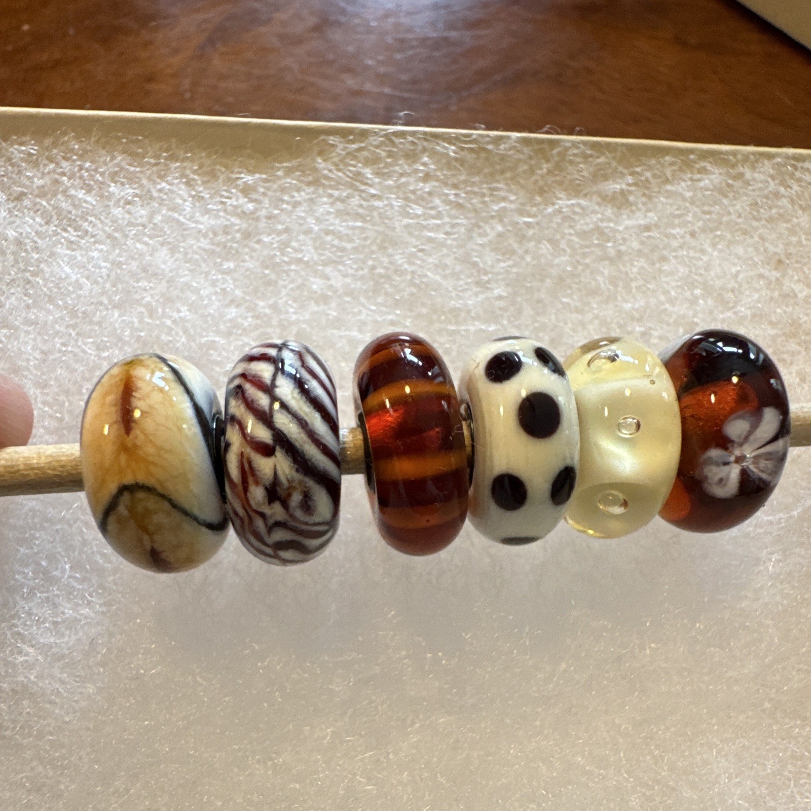 Authentic Trollbeads rare and retired Beige brown kit. 6 piece lot. Unused.
