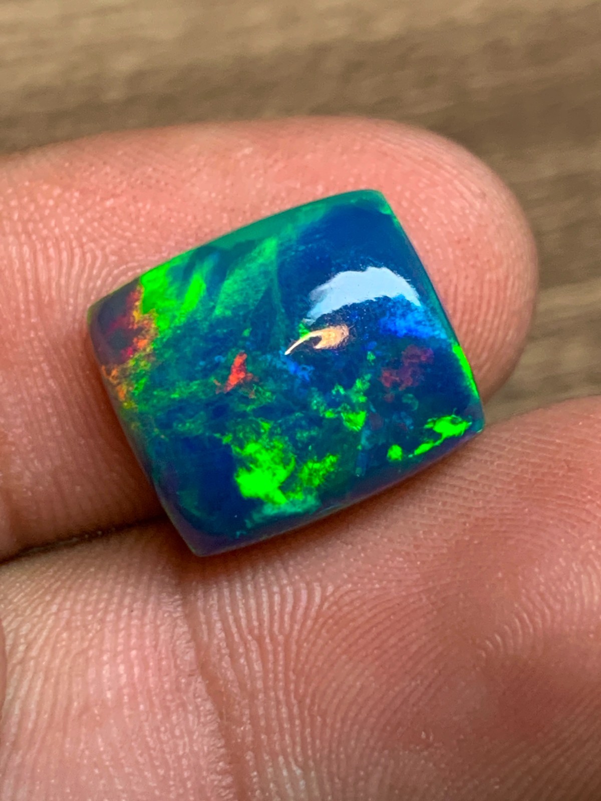 Ethiopian Black Opal 5.80crt Cushion Cabochon Rainbow Loose Gemstone for Jewelry