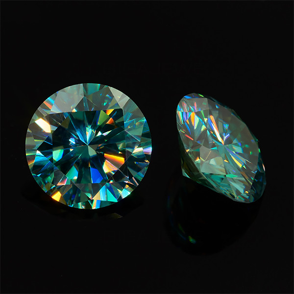 1~20ct VVS1 Blue Cyan color Round Excellent Cut Moissanite Loose Gemstones & GRA