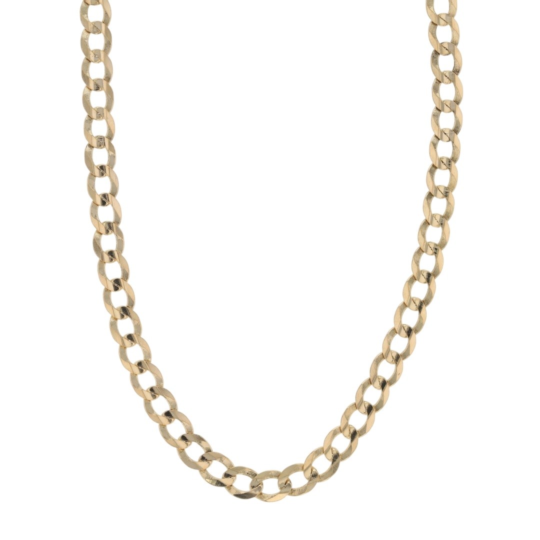 4.1mm Curb Link Chain 18″ Necklace 14k Yellow Gold 7.96 Grams