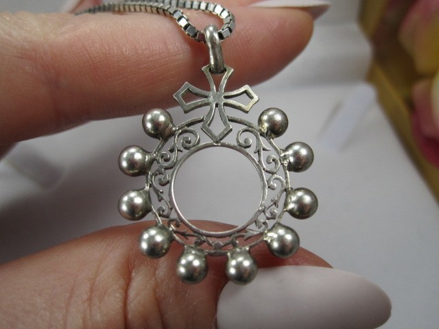 Antique European Silver Pendant with Little Cross Motif