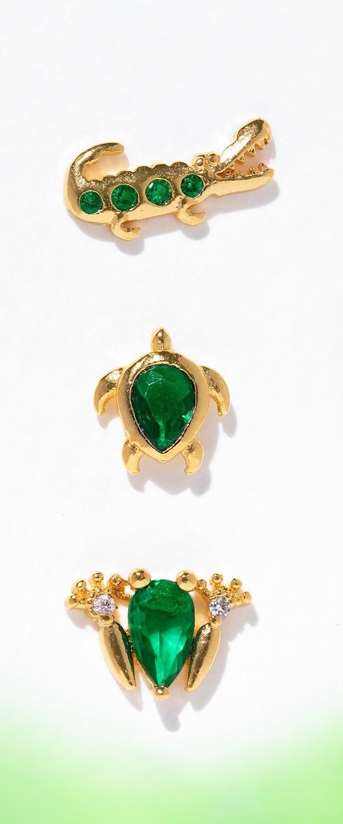 Girls Crew Emerald Rainforest Stud Set of 3