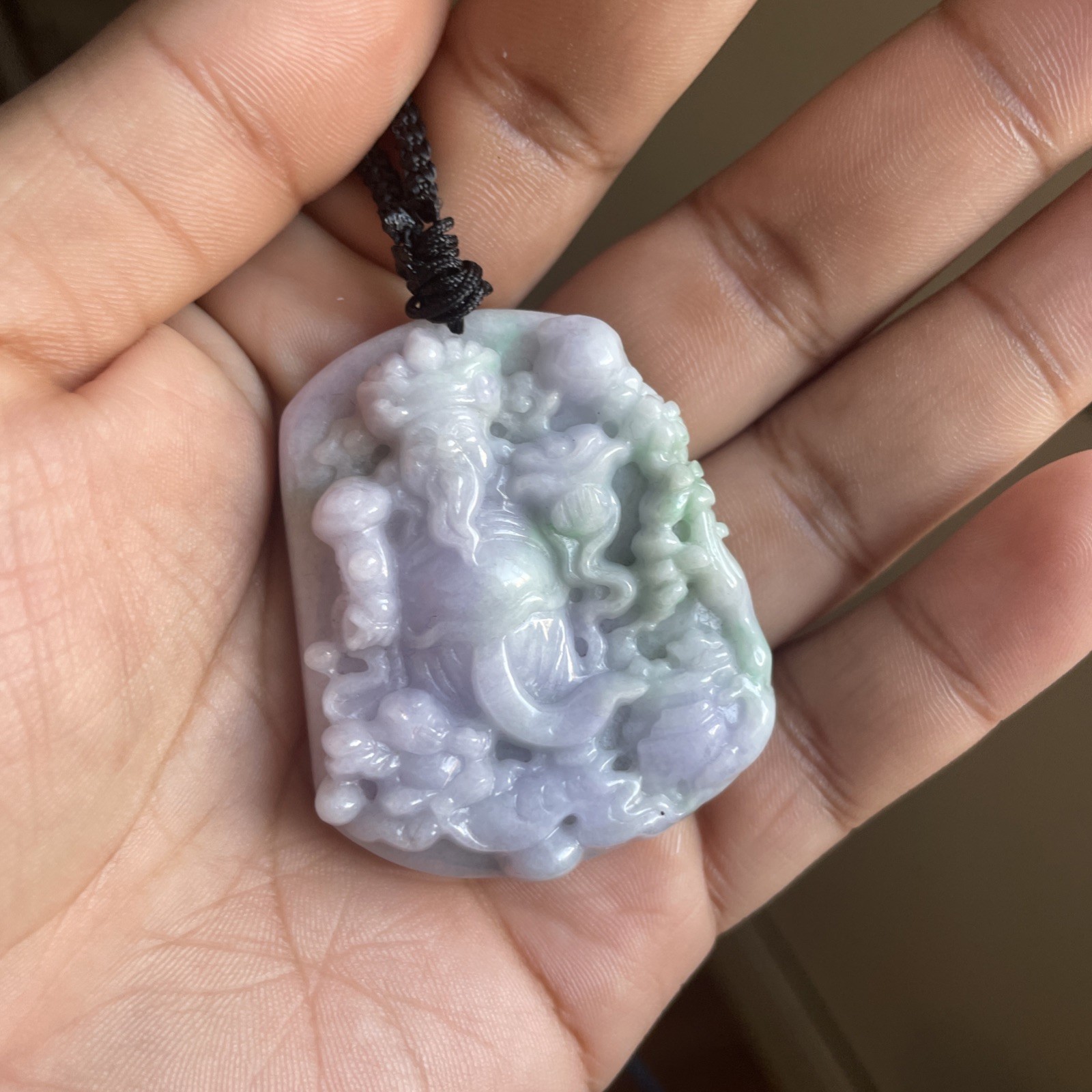 Jade Carving Lavender And Green Grade A all Natural 100% Jade