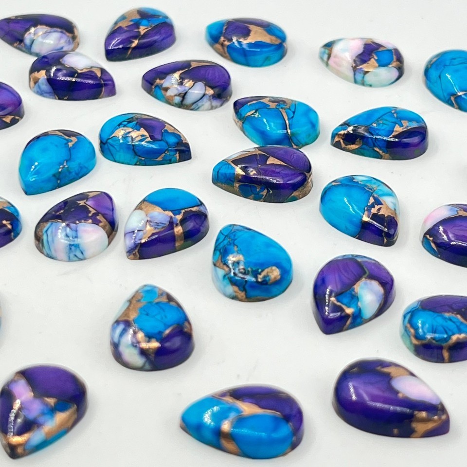 [WHOLESALE] RARE VIOLET COPPER TURQUOISE CABOCHON PEAR SHAPE LOOSE GEMSTONE