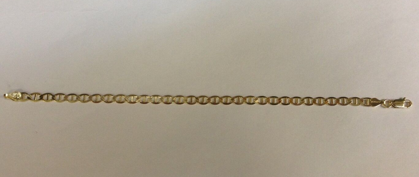 10k Yellow Gold 10″ Solid Anchor Mariner Link Anklet Chain Bracelet 3.2 mm 2Gram