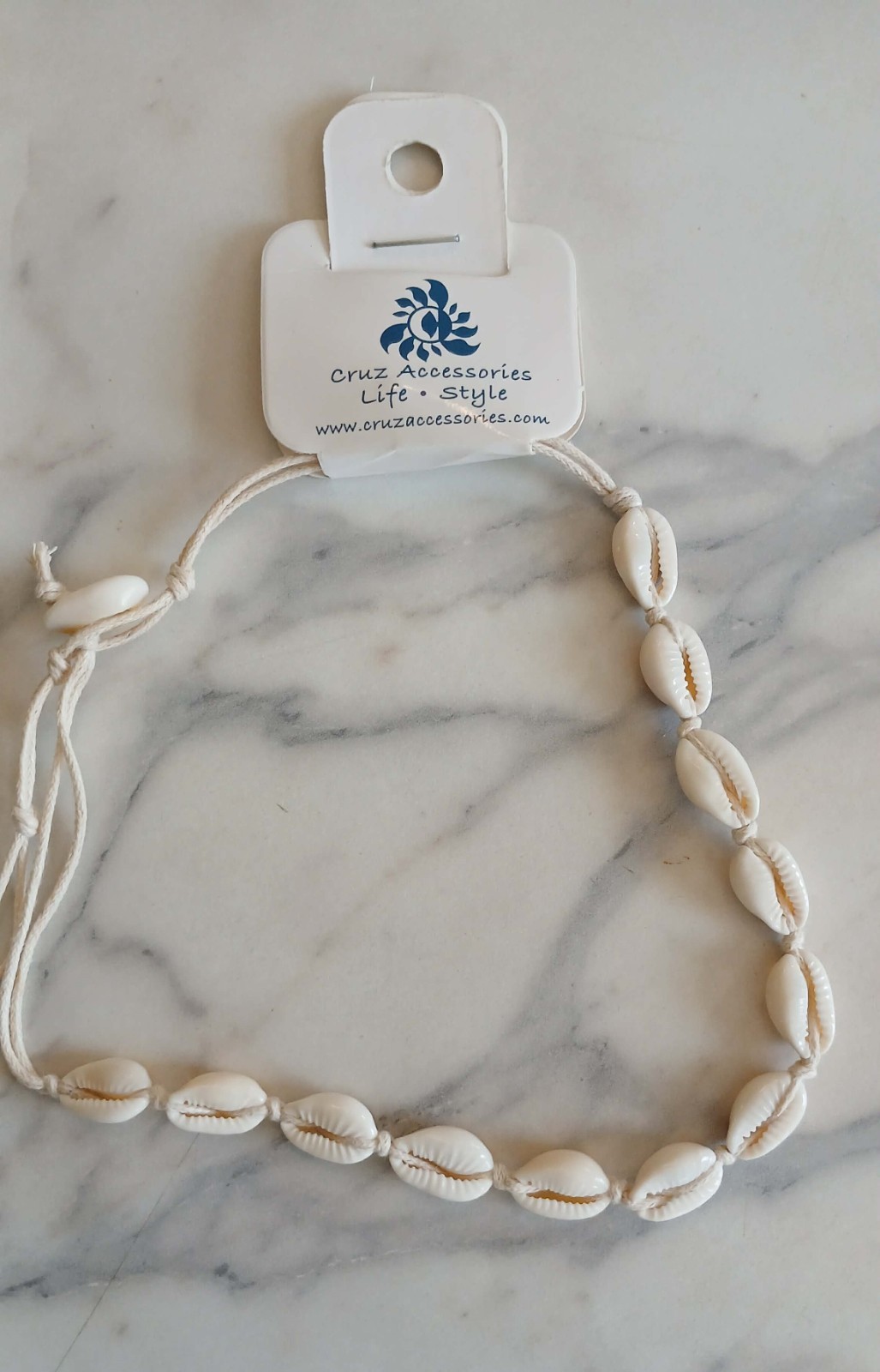 Cruz Accessories Cowrie Choker Adjustable Necklace 16 inch Cream