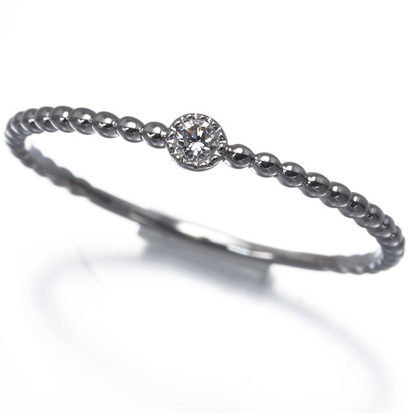Auth Ponte Vecchio Ring Diamond 0.03ct Solitaire Milgrain US6-6.25 10K WG