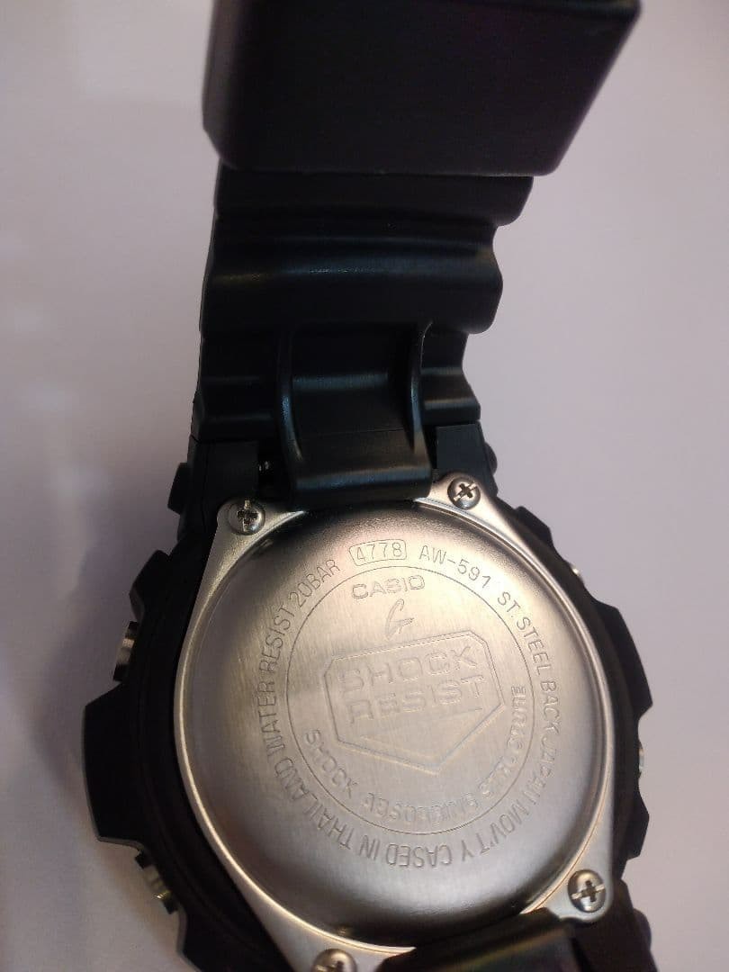 CASIO G-SHOCK AW-591-2AJF Black Blue Analog Digital Aluminum Bezel Mens Watch