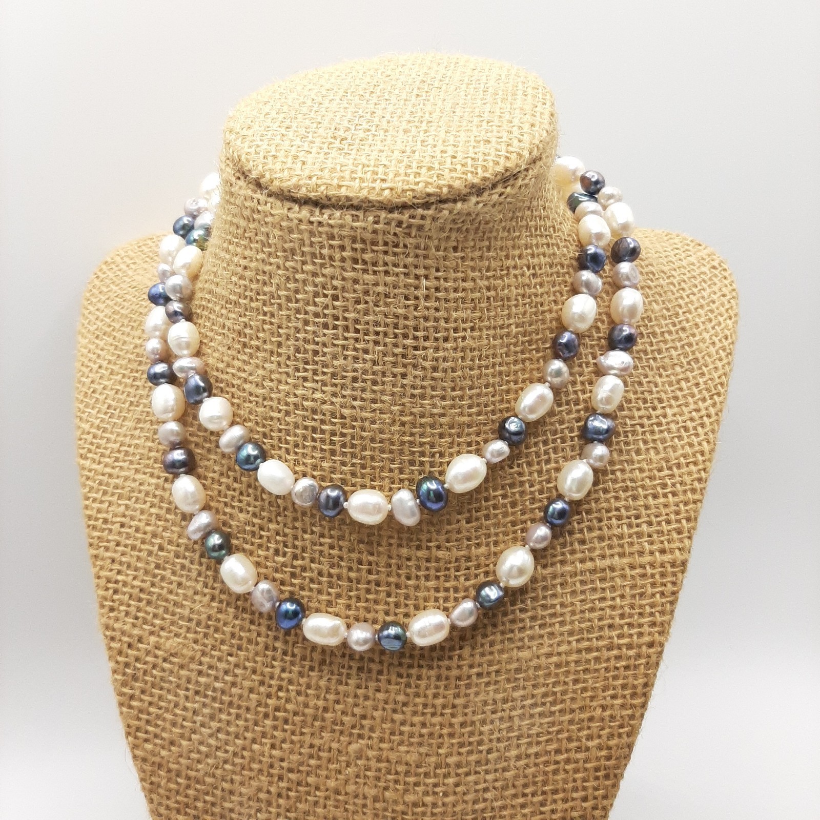 Natural Cultured Baroque Freshwater Pearl Vintage Hand Knotted Necklace 30″