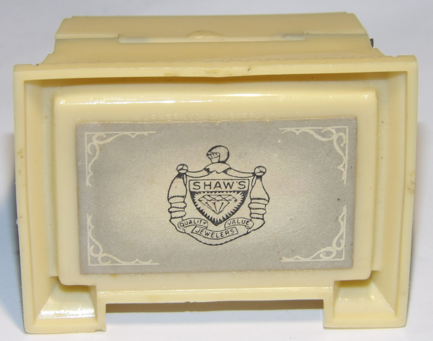 ART DECO WARNER J. C. CO. RING BOX! CELLULOID! CREAM COLOR! BLUE VELVET LINING!