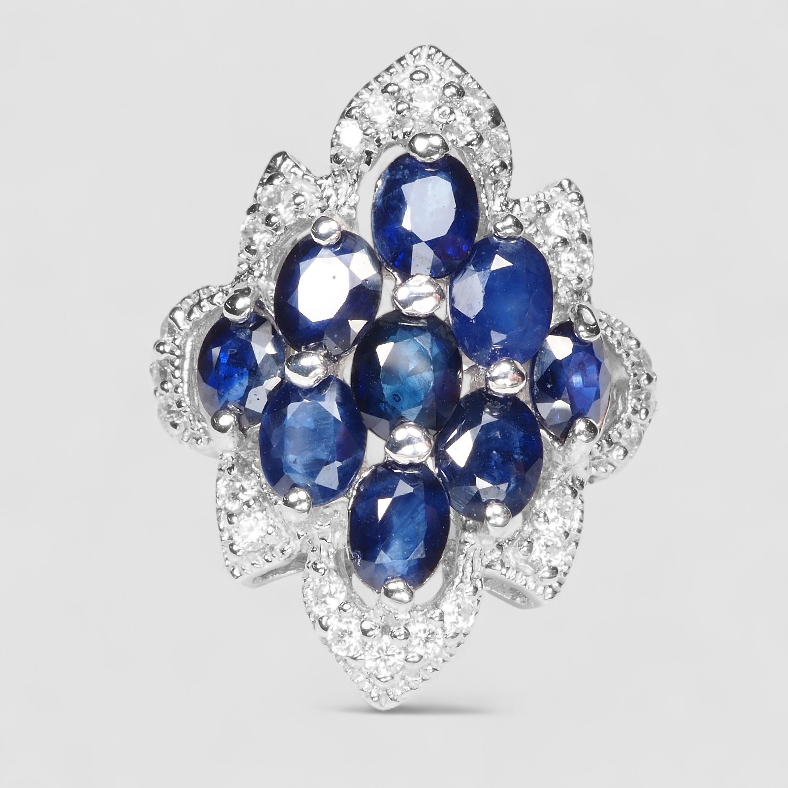 ASTONISHING BLUE SAPPHIRE 3.90CT 925 STERLING SILVER HANDMADE FINE JEWELRY RINGS
