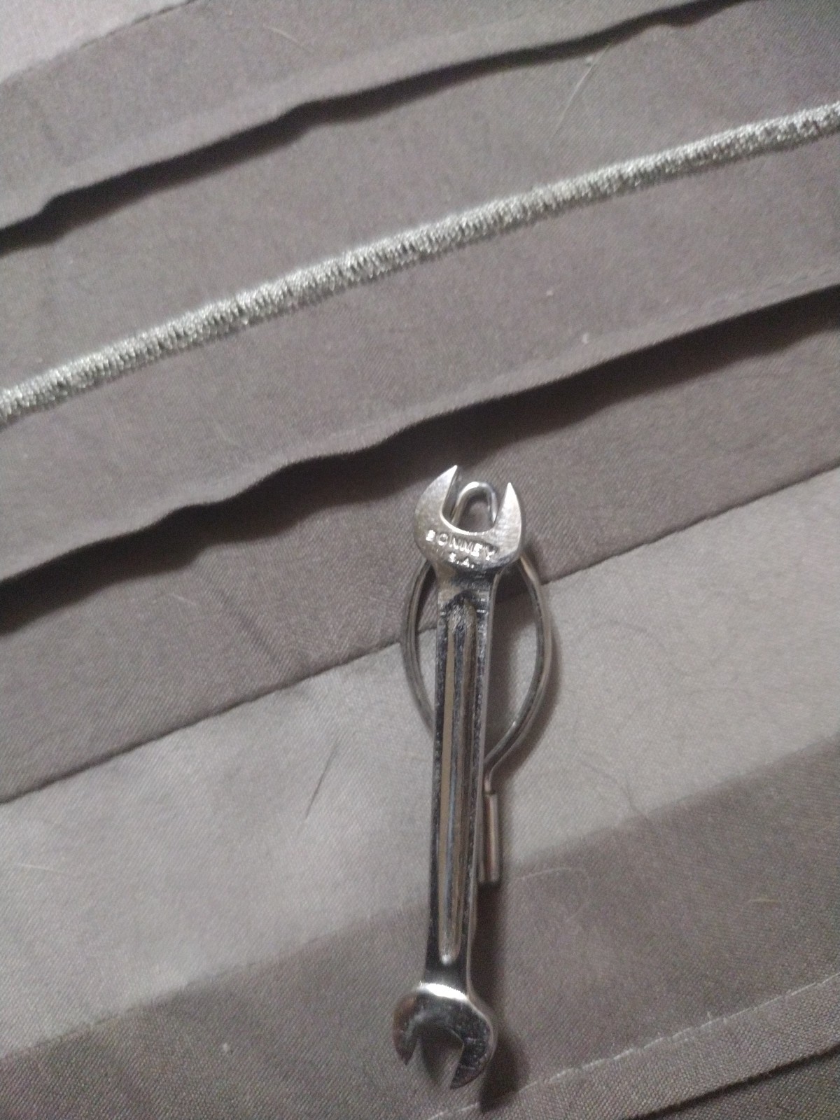 Bonney Tools Wrench Tie Bar Clasp Necktie Clip 2-1/2 Inches Long Vintage