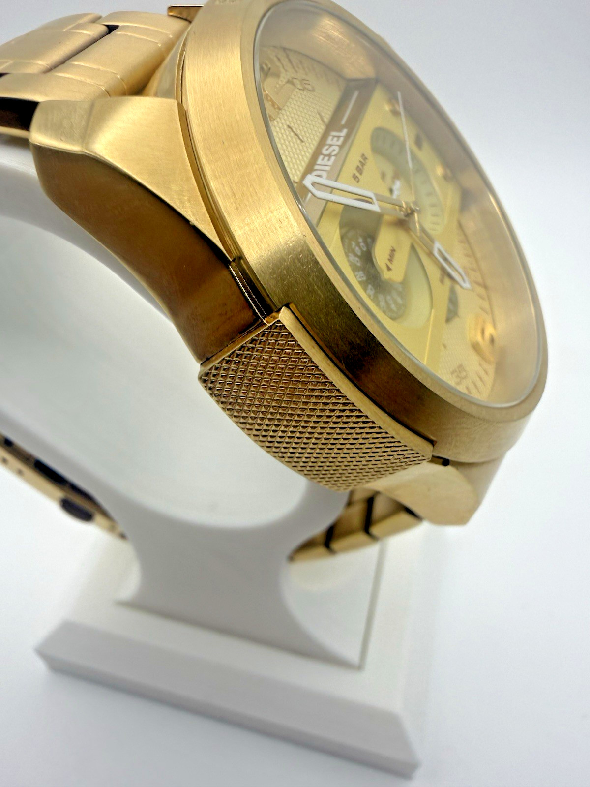Diesel Ironside DZ4377 Only The Brave Gold Tone Oversize Watch 57mm Running