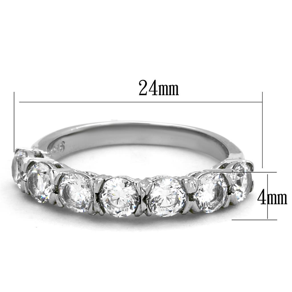 4mm Round Cut CZ Wedding Half Eternity Band Wedding Ring