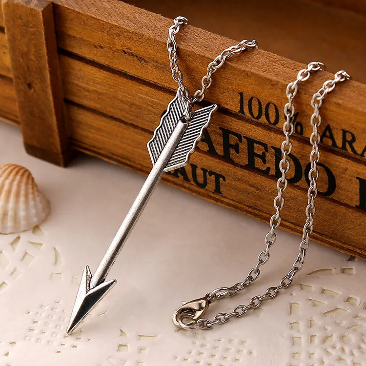 Fashion Jewelry Gold Silver Or Black Arrow Pendant Long Necklace 522