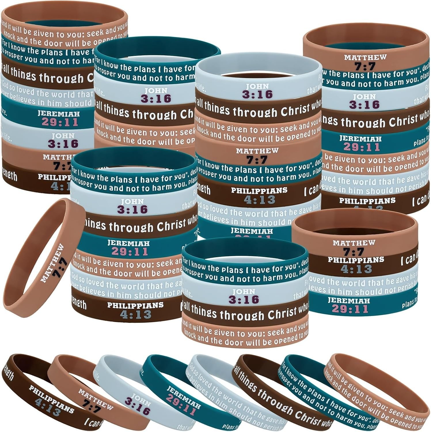 32Pc Religious Silicone Bracelets Bulk Bible Verse Bracelets Morandi Inspiration