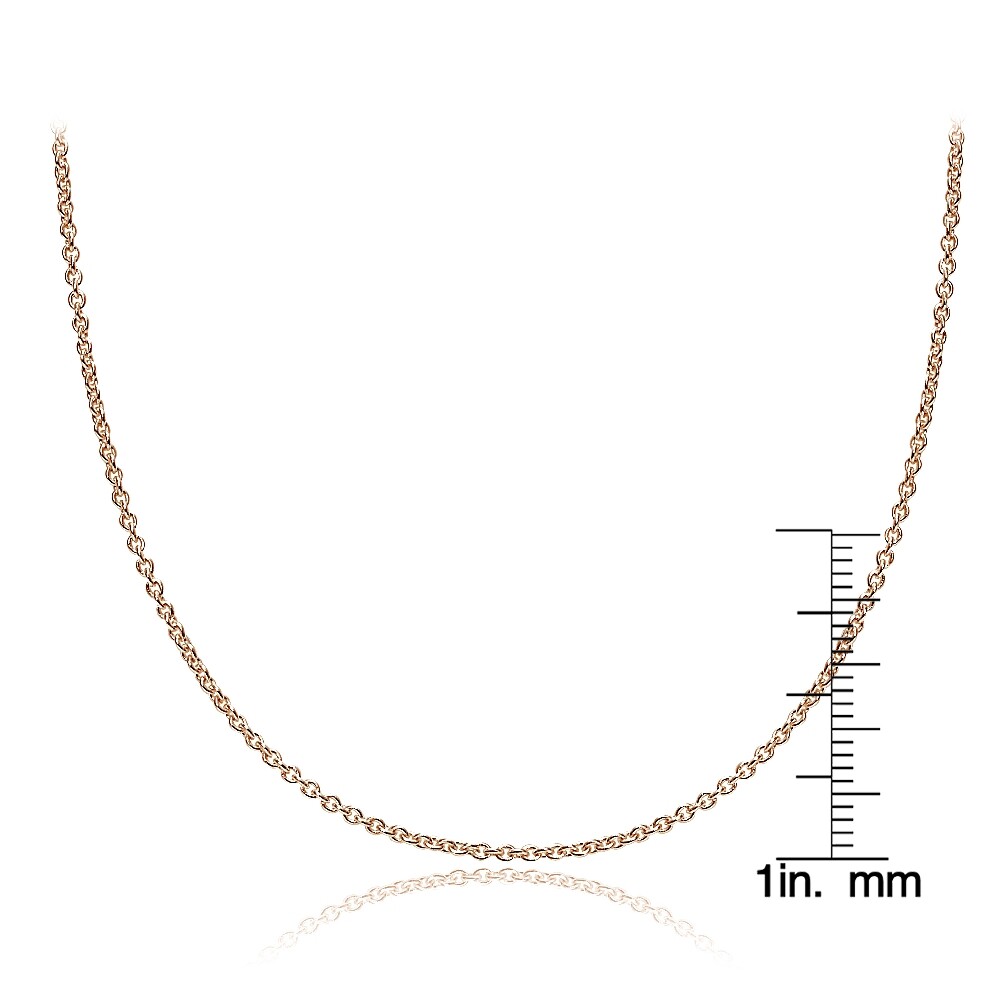 Rose Gold over Sterling Silver 1.5mm Rolo Adjustable Chain Necklace 20″ Inches