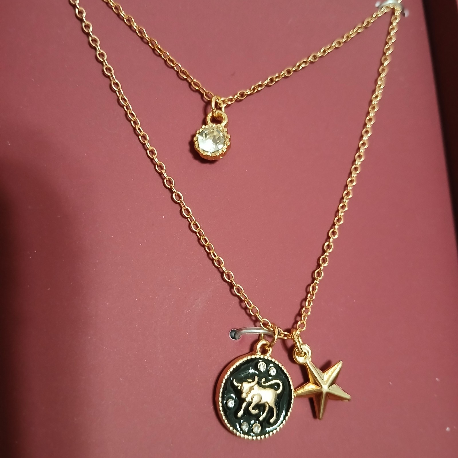 Steve Madden Women Taurus Charm Necklace Goldtone Zodiac Astrology Bull Star