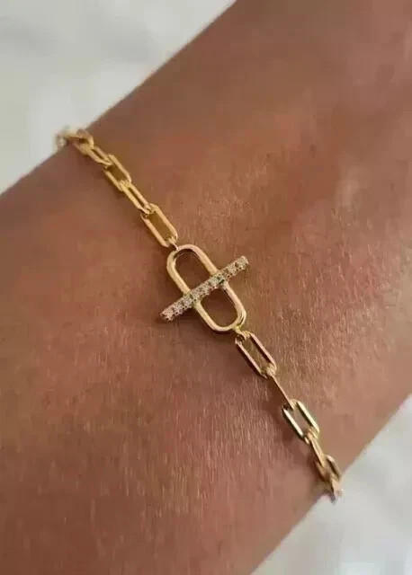 14K Yellow Gold Plated 1.0Ct Round Cut Simulated Diamond Beauty Wedding Bracelet