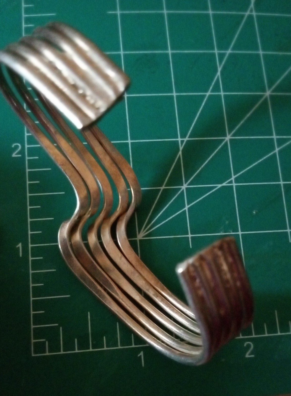 Silvertone Cuff Bracelet 3″ Diameter, Cool Design, Not Stamped. 2″ Opening