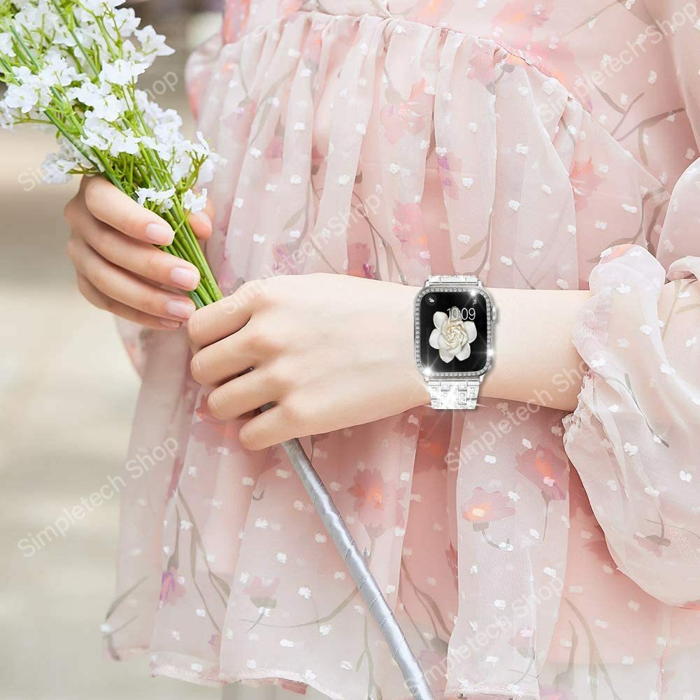 Apple Watch Band Women Luxury Diamond Jewelry Metal Strap For iWatch Series 6 SE