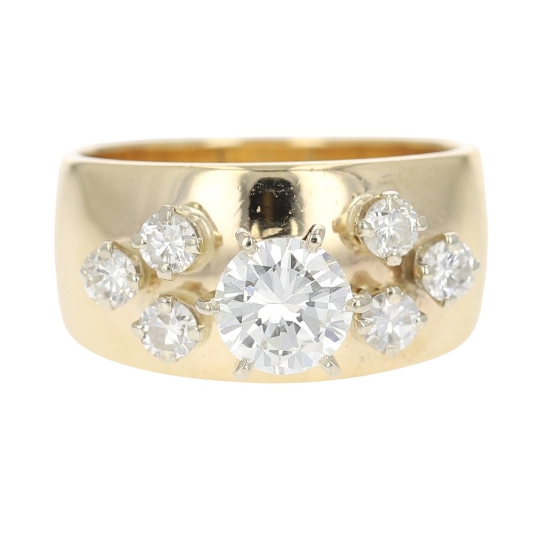 1.20ctw Round Cut Diamond with Accents Engagement Ring 14k Yellow Gold Size 6.25