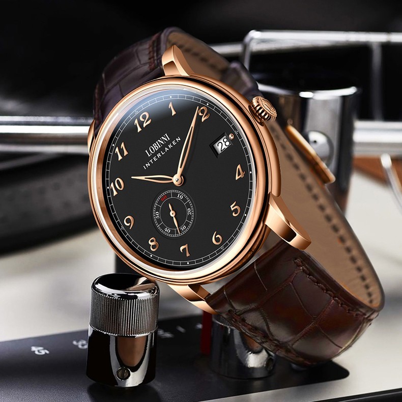 LOBINNI Men Automatic Watch 40mm Mechanical Wristwatch Hangzhou 5000 Micro Rotor
