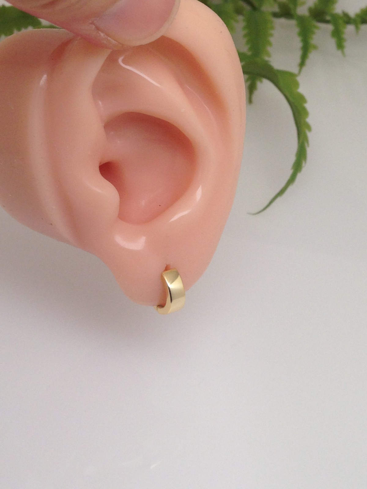 TINY Gold Huggie Hoop Earrings 925 Sterling Silver Mens Womens 9mm x3mm