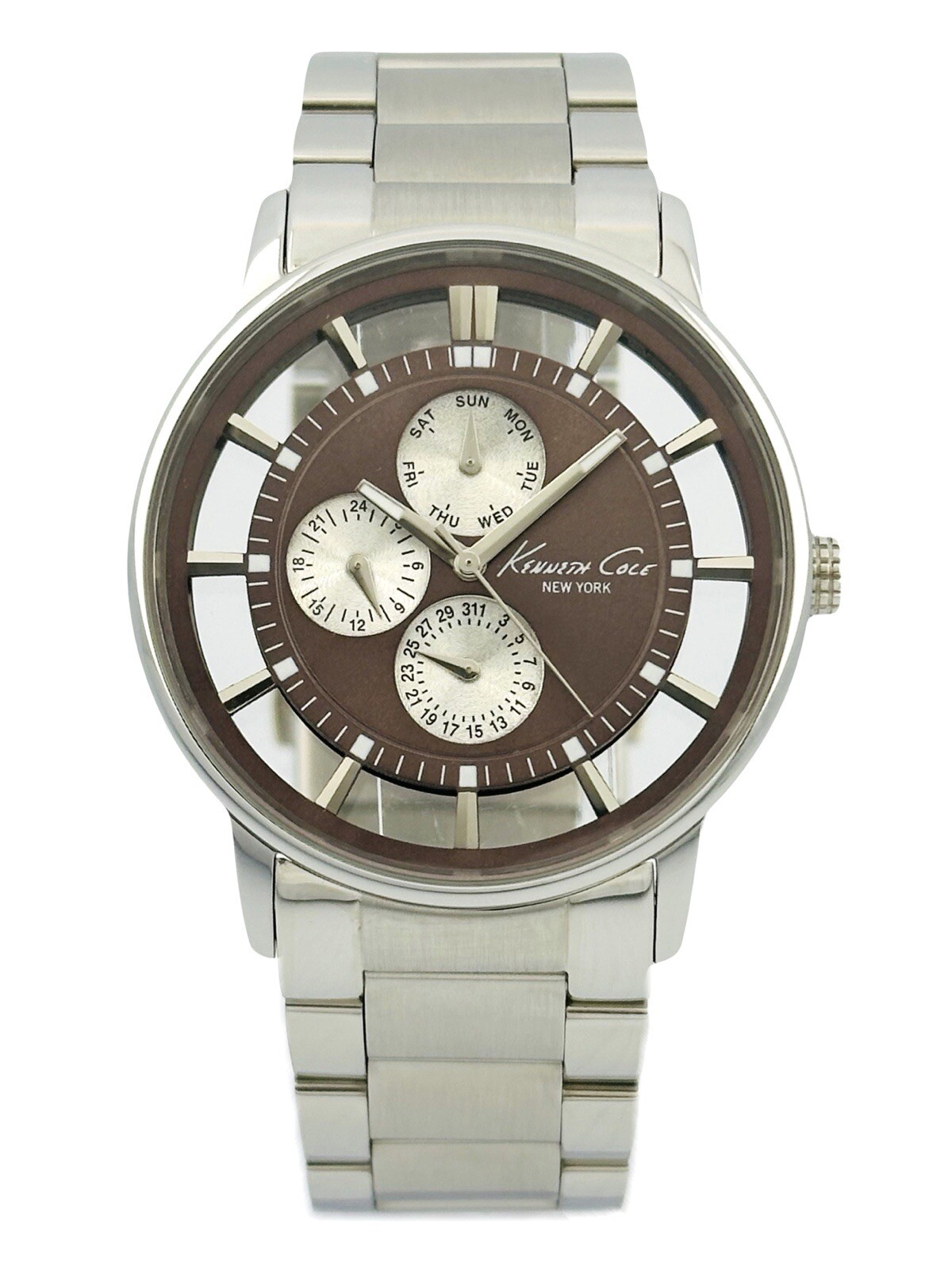 Kenneth Cole KC9114 Men’s Iron Brown Transparent See-Through Dial Steel Watch
