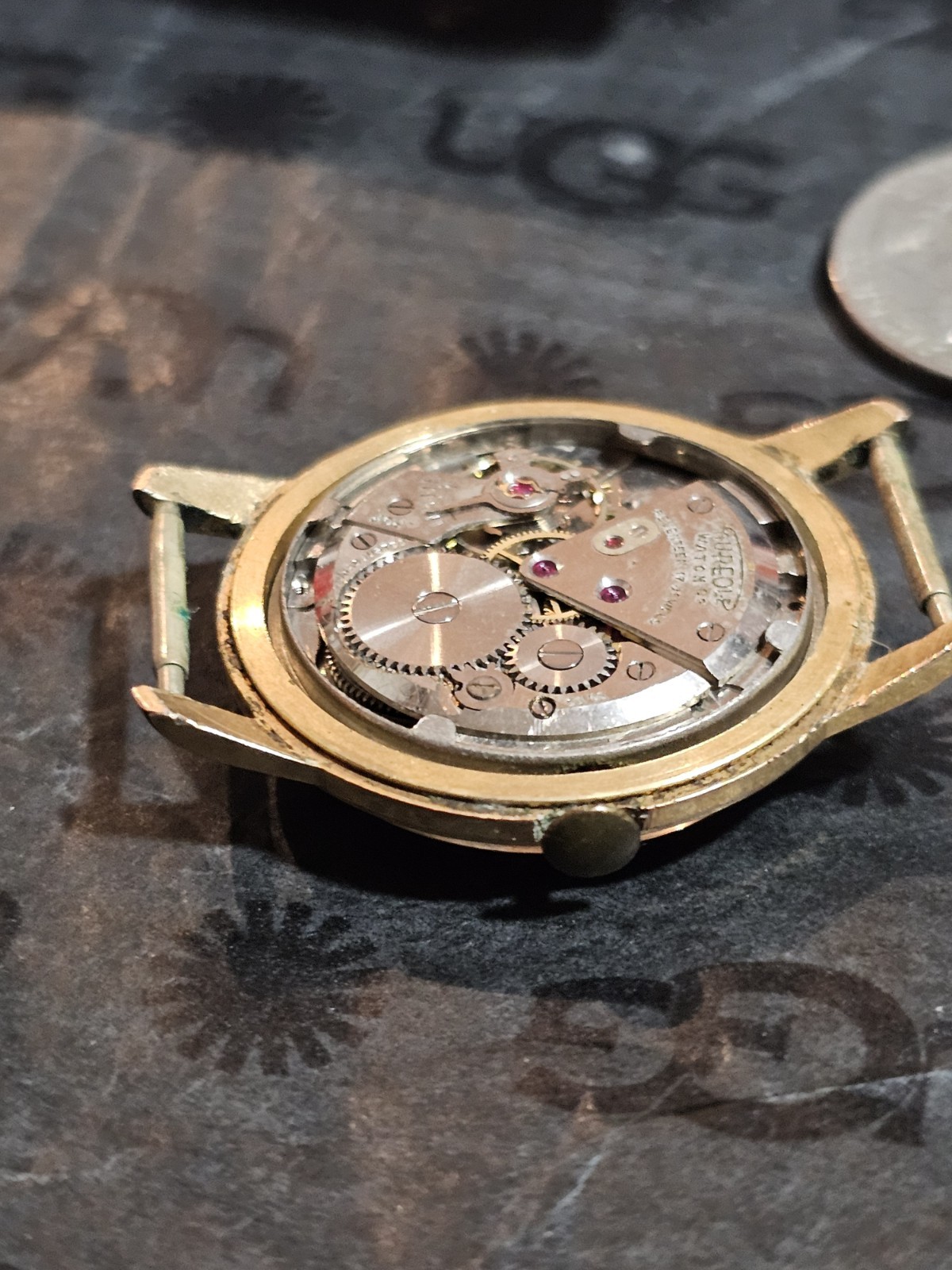 Aureole Swiss Watch 17 Jewels Mens Watch 10k GF Winder Runing