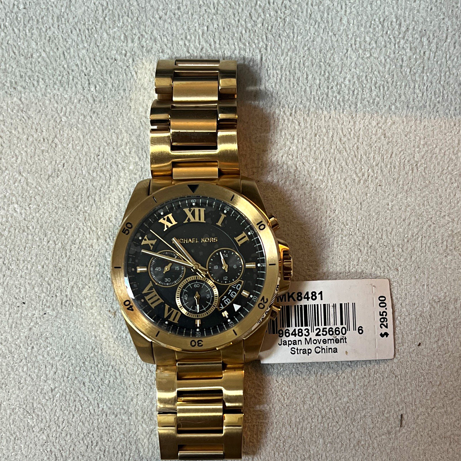 Michael Kors Women’s Gold Tone Chronograph Quartz Black Dial Bracelet Watch